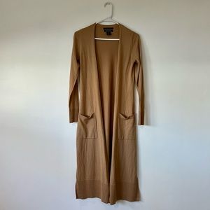 Tahari Tan Colour Long Duster Cardigan